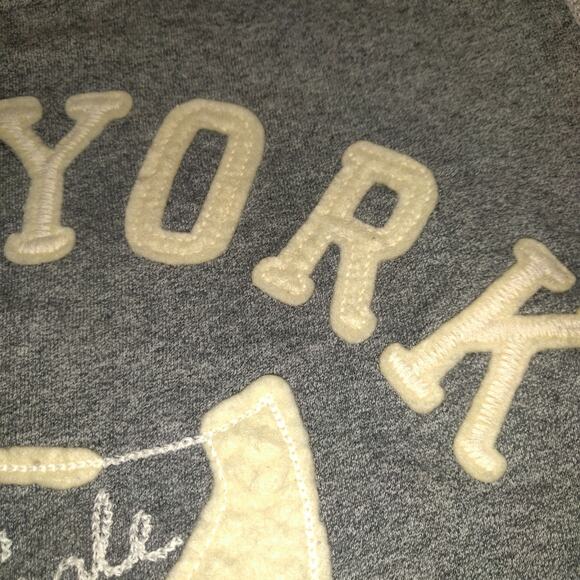 Vintage Y2K American Eagle Gray Hoodie Womens L Chain Embroidery NEW YORK - Picture 11 of 16